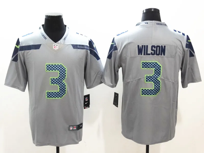 Мужская майка Seattle Shaquem Griffin Russell Wilson 12s Rashaad Penny Vapor Untouchable Limited - Цвет: Серый