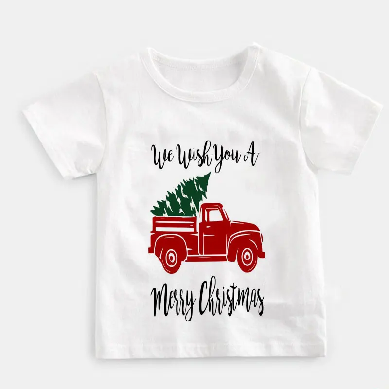 Funny Summer Kawaii Girls Shirts Santa Claus Gives Gifts And Trees Print Kids T Shirt Harajuku Leisure Boys Tshirts Fashion Cozy