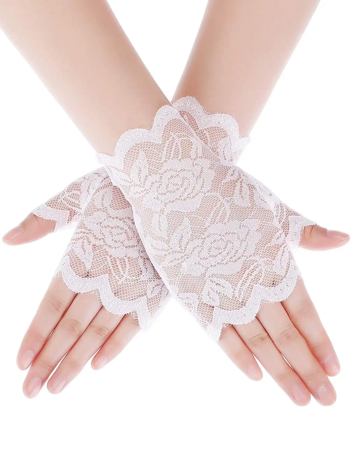 Sexy White Пикантные женские перчатки для защиты от солнца для вождения перчатки очаровательные пикантные женские ботинки, для девушек и женщин, выполнено из кружева Детский костюм для вечеринок Перчатки, варежки без пальцев аксессуар - Цвет: Sexy White