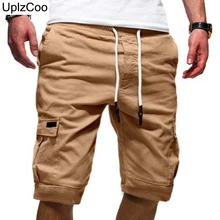 UplzCoo мужские короткие летние хлопковые мужские повседневные штаны с эластичной резинкой на талии однотонные мужские свободные уличные спортивные шорты 3XL FM144