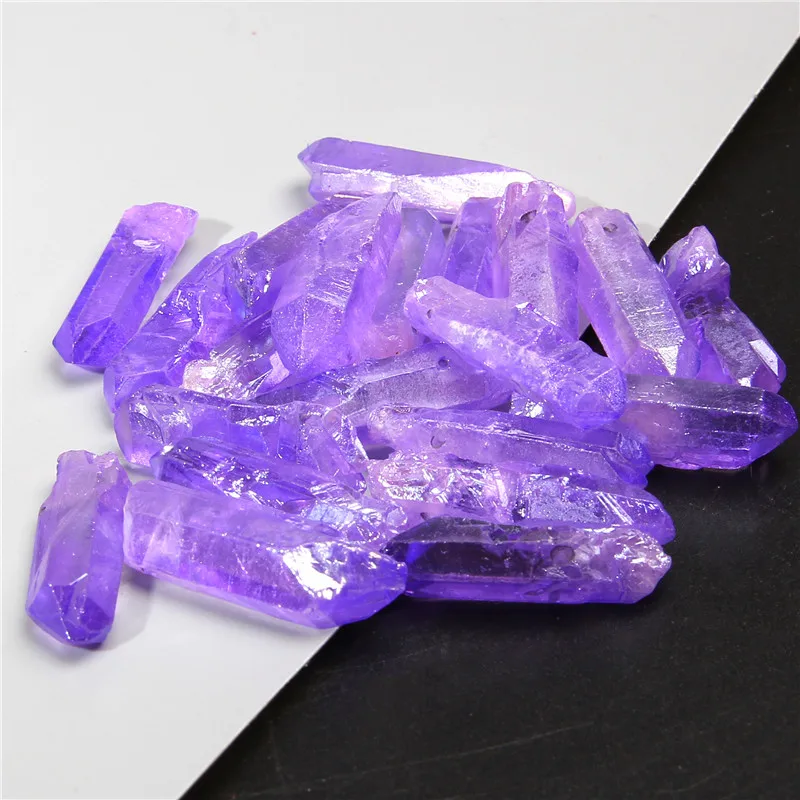 10 шт., цветные бусины из натурального кварца с кристаллами, с верхним просверлением, необработанные Кристальные драгоценные камни, свободные бусины для ожерелья, ювелирные изделия - Цвет: Type 5