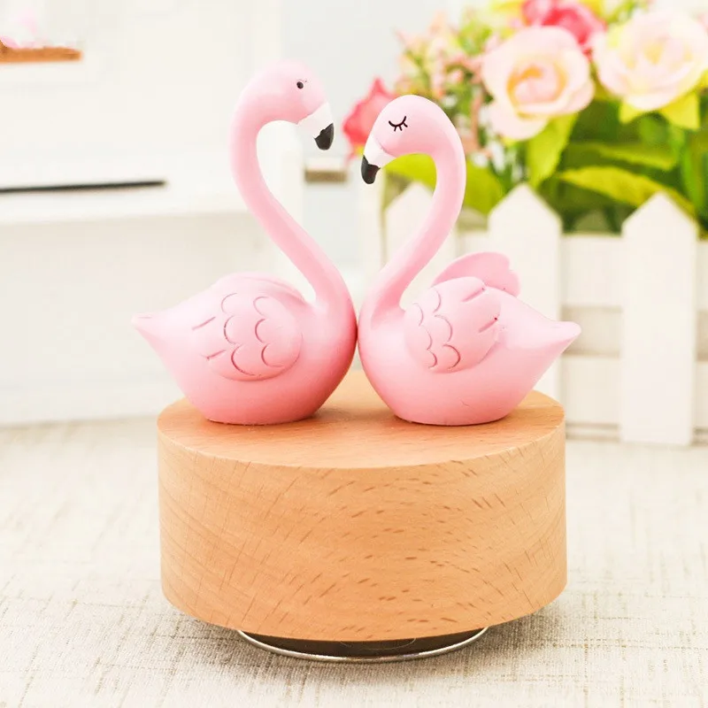 

Creative Flamingo Model rotate Musical Boxl Birthday Gift Collectible Toys
