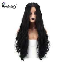 

WonderLady 28 Inch Synthetic Lace Front Wig Wavy Lace Wig Middle Part Long Cosplay Wigs For Black Women Heat Resistant Fake Hair