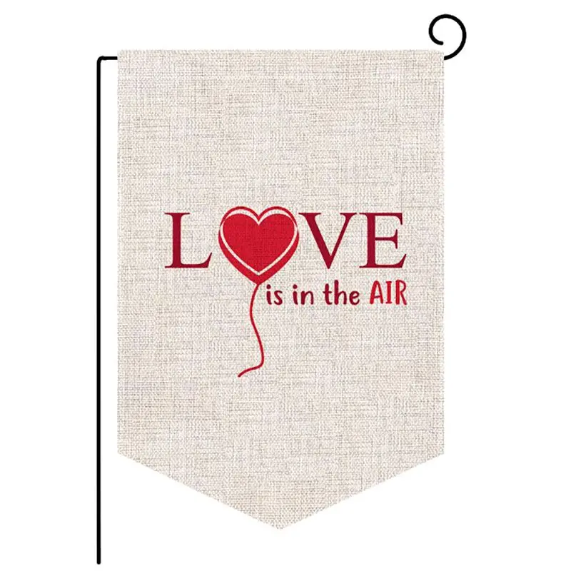 Happy Valentine's Day Linen Garden Flag Decorative Hanging Banner Indoor Outdoor Garden Yard Decoration - Цвет: 1