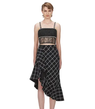 

2020 Spring and Summer New Style Flounced Irregular Pattern Mid-length High-waisted A- line Skirt G1263