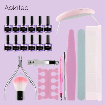 

Aokitec Nail Polish set Vernis Semi Permanent Hybrid Varnish Gel polish uv Color Gel Manicure Primer Top Coat Glitter Nail Art