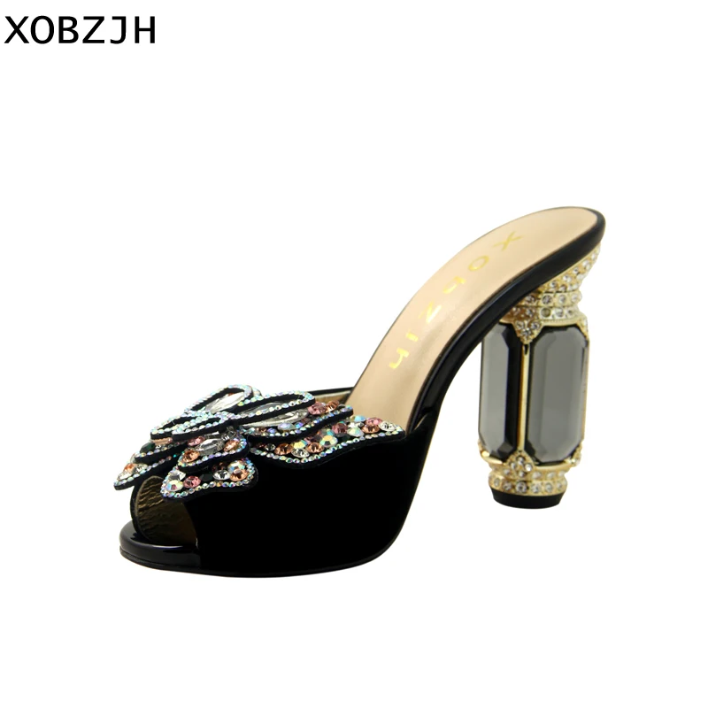 Italian Women Sandals Shoes 2019 Luxury Leather Brand High Heels Open Toe Rhinestone Wedding