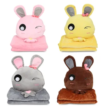 

Pillow Blanket Cartoon Expression Rabbit Three and One Air Conditioning Blanket Plush Toy Pillow Car Nap Blanket Birthday Gift