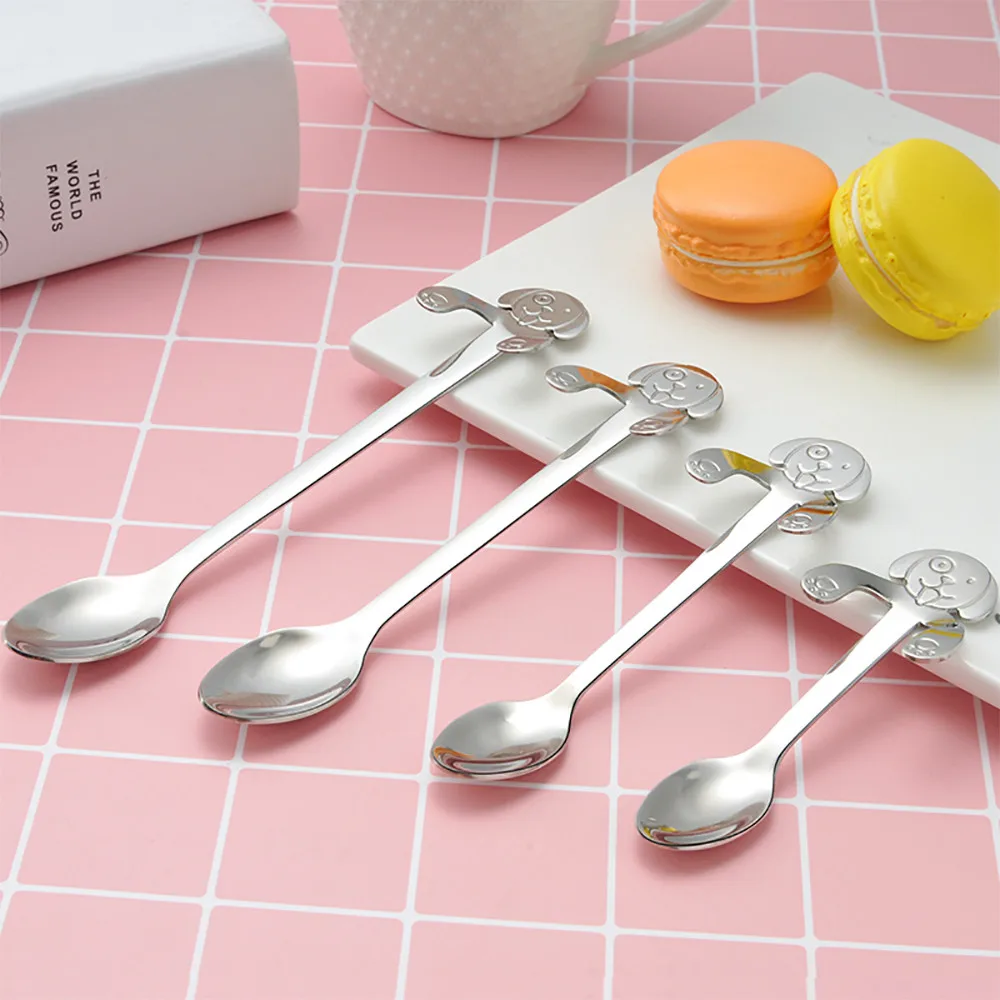 

Four specifications Cute Dog Spoon Long Handle Spoons Flatware Coffee Drinking Tools Exquisite Kitchen Gadget