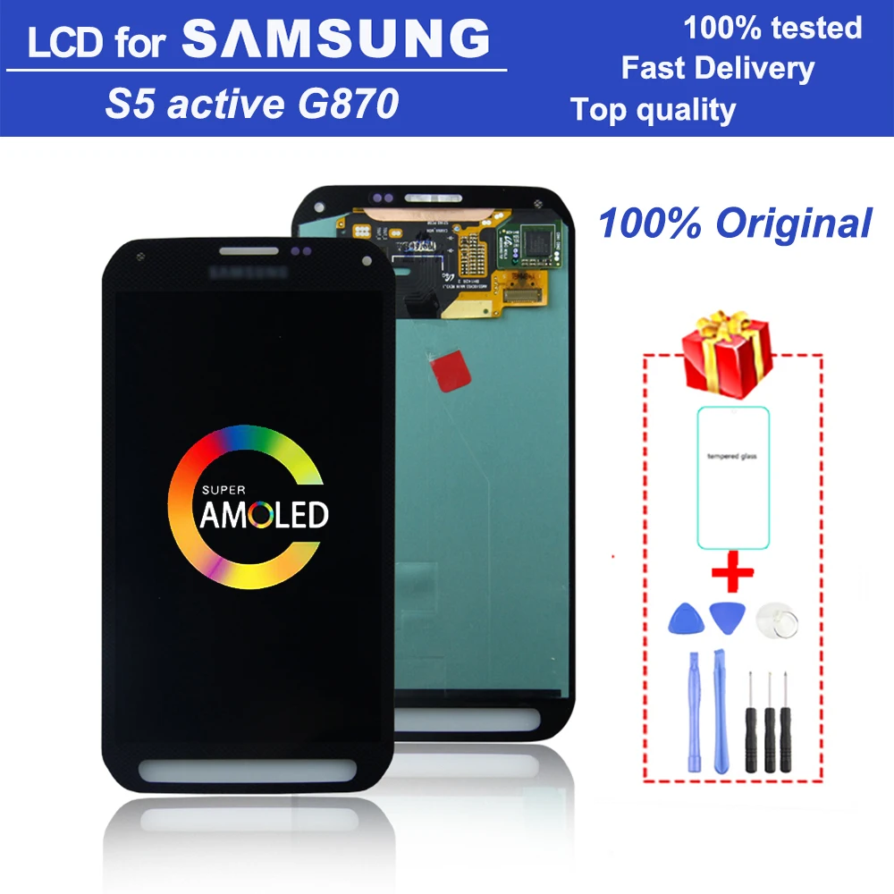 

Original Super AMOLED 5.1" S5 active G870 LCD monitor for Samsung Galaxy S5 active G870 G870F LCD digital touch screen assembly