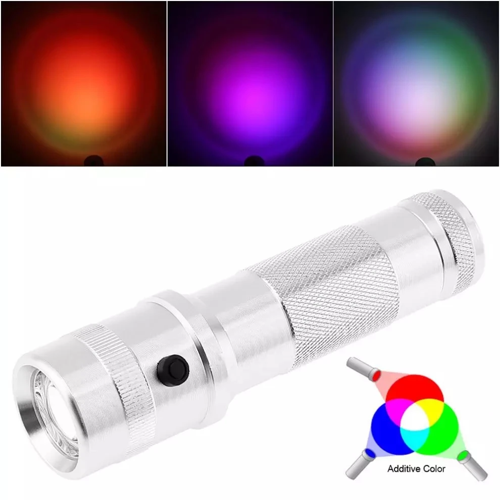10 in 1 Multicolor Flashlight 3W RGB Color Changing Edison Torch Powerful Single Mode Long Range Light for Daily Light and Gift