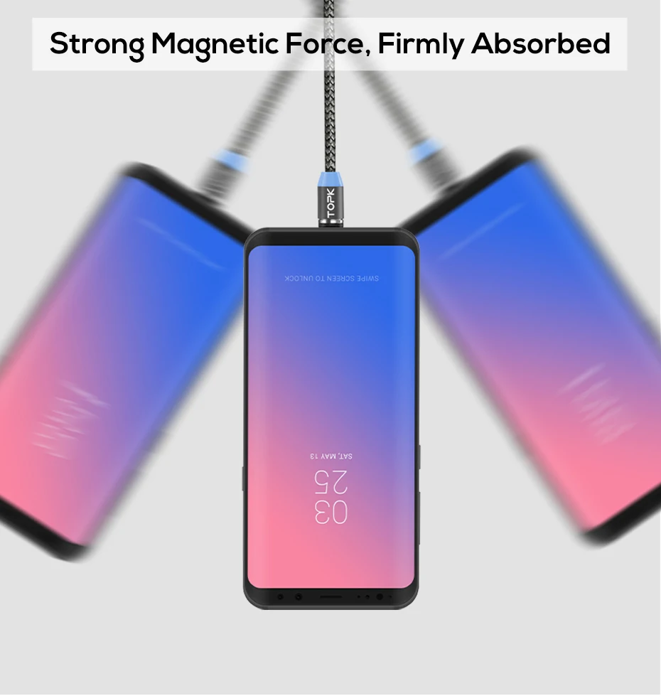 1 м Магнитный 2.4A кабель быстрой зарядки, кабель Micro usb type C магнитное зарядное устройство для IPhone XR XS Max samsung huawei XiaoMi Redmi Note 7