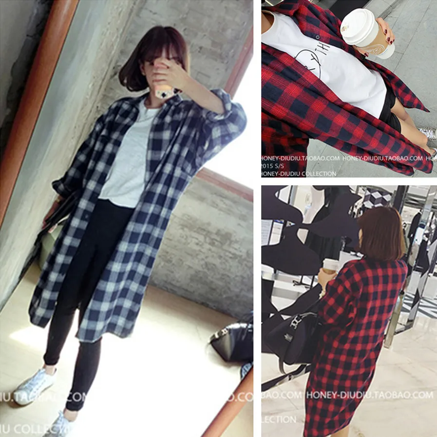 2018 Spring And Autumn New Style South Korea Customizable Loose-Fit Slimming Brushed Plaid Shirt Coat Women's
