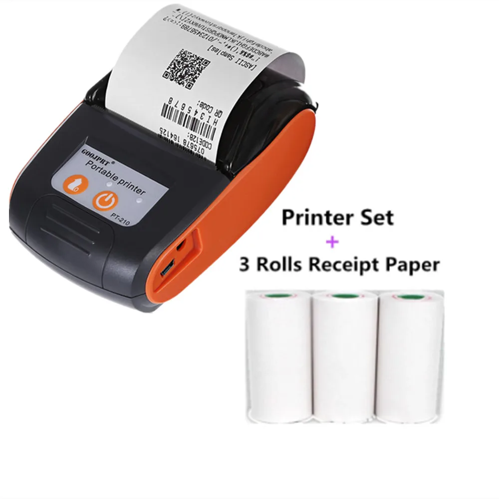 portable instant photo printer PT210 58mm Thermal Receipt Printers USB Bluetooth Compatible Interface Wireless Connect With Phone Free Application Mini Printer mini printer for android phone Printers