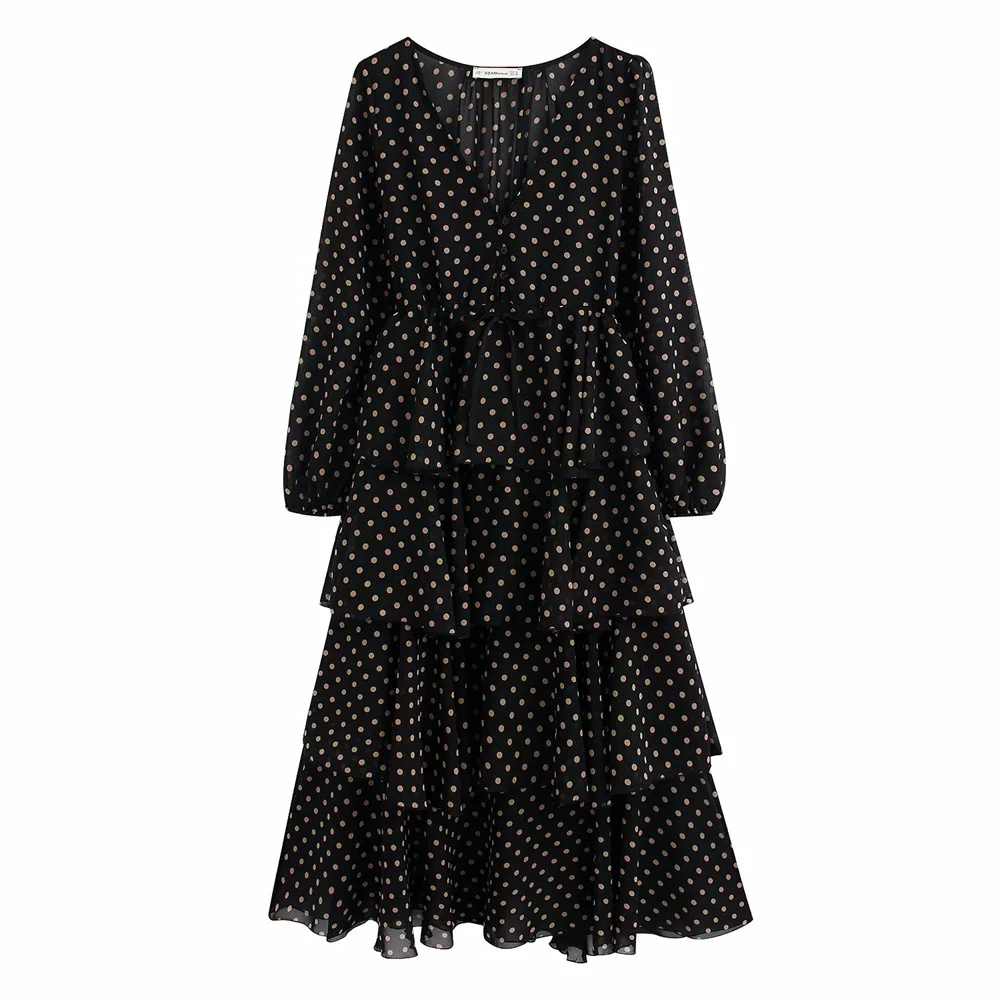 Za Женская 2019 Осень Новая мода v образным вырезом с длинным рукавом ламинированные