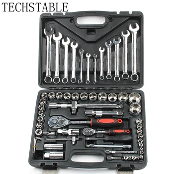 

TECHSTABLE 61pcs socket set spanner Combination Tool Auto Set Wrench Manual Repair Tool hand tool