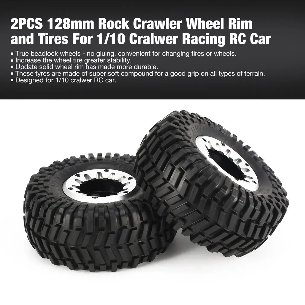 

2Pcs 4Pcs 128mm Rock Crawler Wheel Rim and Tires for 1/10 Traxxas HSP HPI ZD Racing RC Car Tire Accessories Component Part Parts