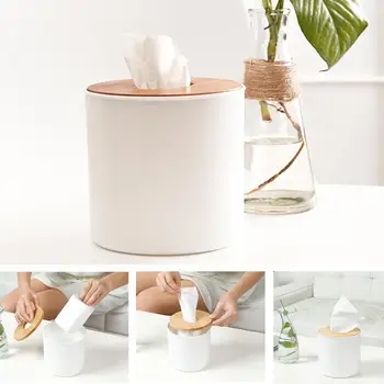 

Home Stylish Simple Wooden Plastic Tissue Box Napkin Holder Bamboo Tray Case Creative Bedroom Decoration Storage Box Home D1P7