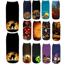 Повседневные деловые носки с 3D принтом тыквы на Хэллоуин, средние спортивные носки W830