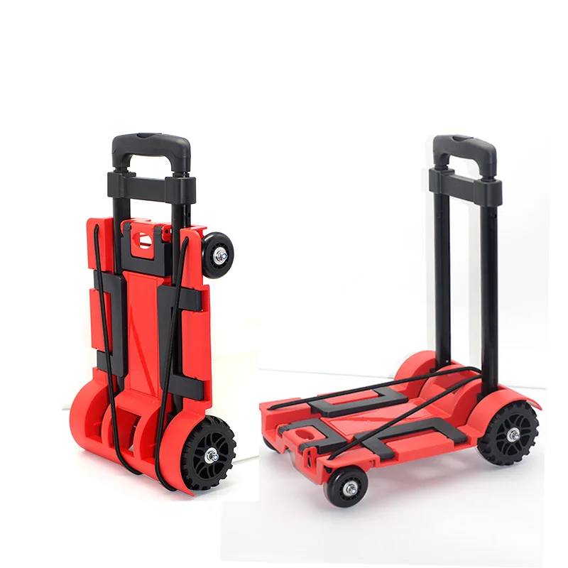 Удлиненная тележка для багажа, посылка, рюкзак, ручная тележка с 4 колесами, складная и переносная складка, тележка - Цвет: Красный