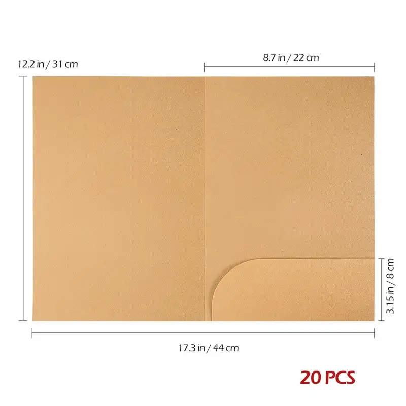 NUOLUX 20pcs A4 Kraft Paper Presentation Folder Project File Document Folder Office Accessories (Kraft Paper)