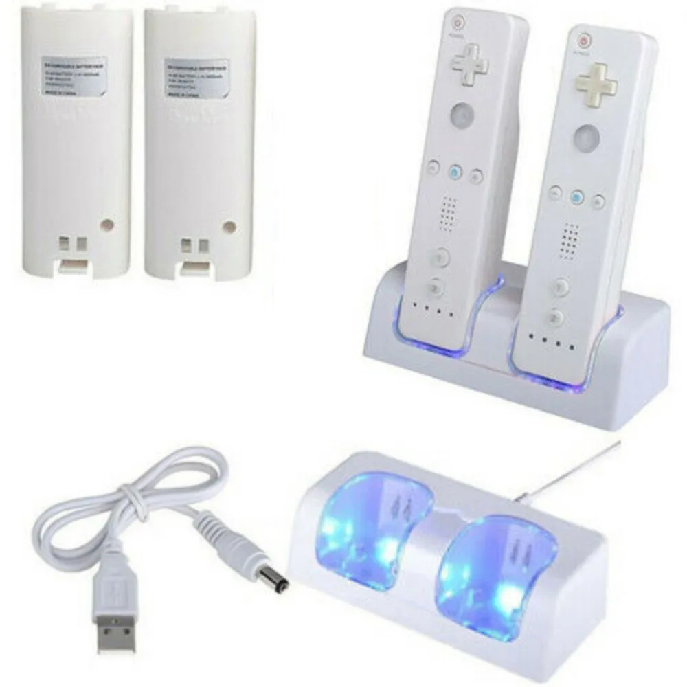 2x аккумуляторная батарея + зарядная док станция для Nintendo Wii Remote|Зарядные