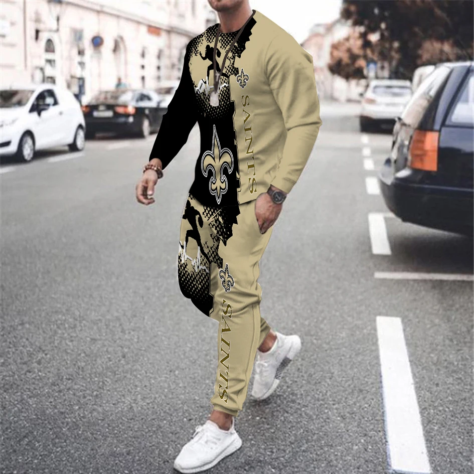 Summer Men's Tracksuit Casual 3d Printing Long-sleeved Oversized T-shirt Set Man Round Neck Plus Size Street Sports Pants |