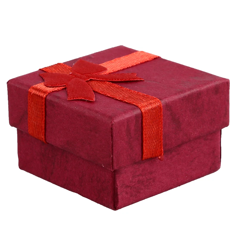 

24 Pcs Ring Earring Jewelry Display Gift Box Bowknot Square Case red