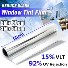 Стеклянная Солнцезащитная пленка с эффектом зеркала, статическая склеивание, устойчивый к царапинам слой 3,0 м* 50 см 5 м* 50 см УФ-сетка 15% VLT