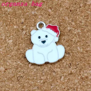 

White Enamel bear Alloy charm Pendants 50Pcs/lot Fashion Jewelry DIY Fit Bracelets Necklace 21.2x 24.5mm A-521