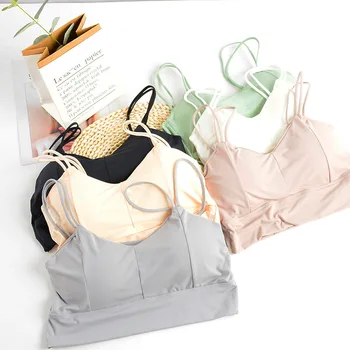 

[Cooling Underwear] Viscose Kaka Seemless Anti-Exposure Underwear Tube Top Sports Vest Sleep Gathering Bra Women