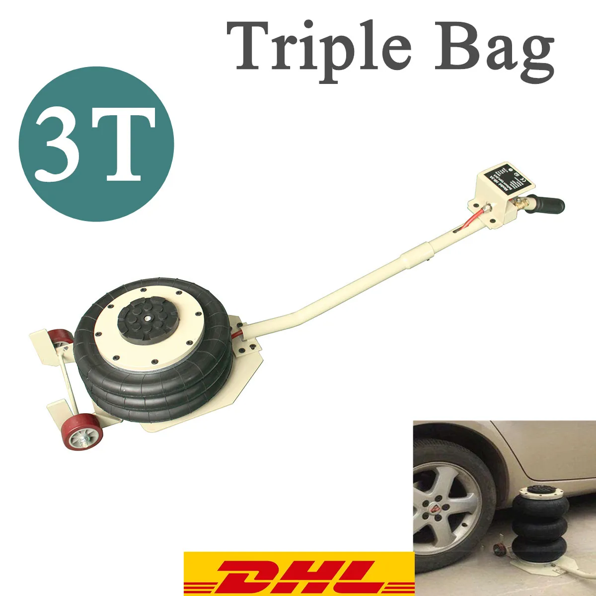 

3T Pneumatic Car Jack Portable Lift Triple Stage Bag Air Go Jack Frame Alignment Car Truck Shop Lifting Equipment Tire Change
