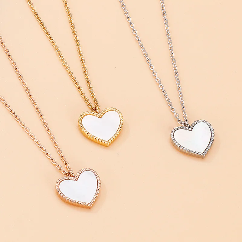 Shell Heart Necklaces Earrings Sets For Women Stainless Steel Gold Heart Earring Lover Choker