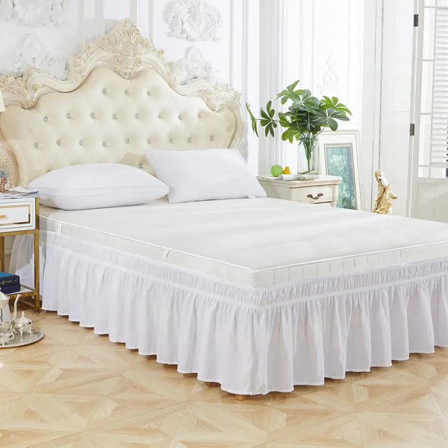 Юбка для кровати белые рубашки для кровати юбка для кровати с рюшами, легко прилегающая Крышка для кровати, легко моется кровать для принцессы, льняная юбка