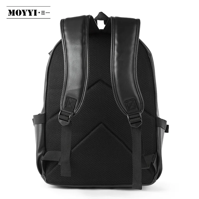 MOYYI New Men Backpack Leather Fashion Waterproof Bag Male Casual Travel Leather Backpack