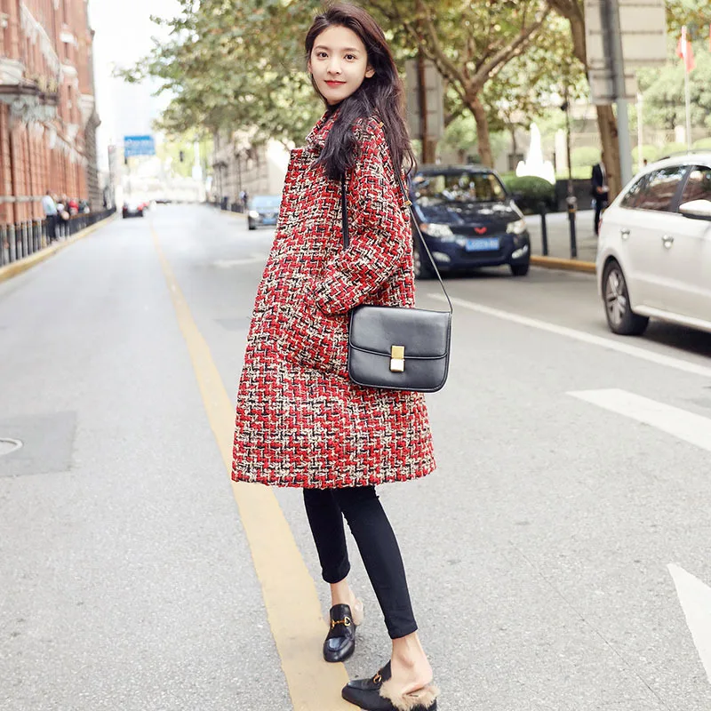 

Photo Shoot Thousands of Birds Sub-Tweed Sub Overcoat 2020 Autumn And Winter New Style Mid-length Nizi Thick Woolen Jacket Women