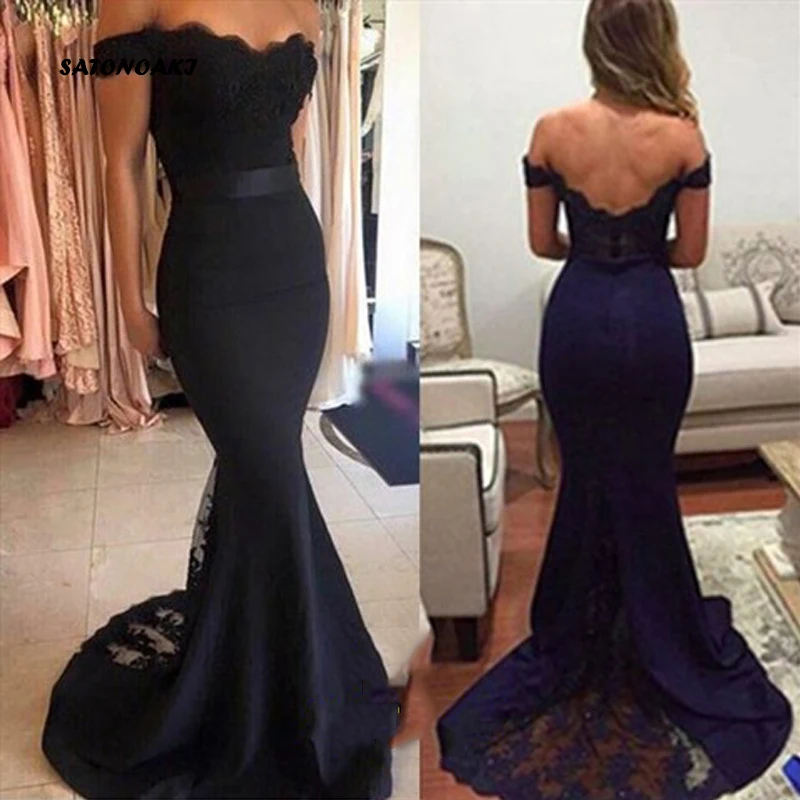 SATONOAKI Vestidos Cortos de скромное длинное кружевное платье для выпускного вечера шифоновое платье подружки невесты с открытыми плечами вечерние платья