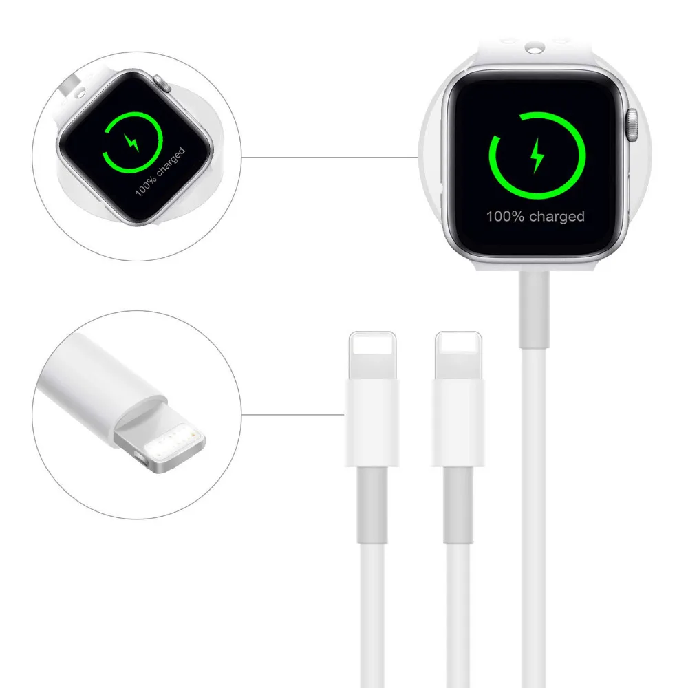 3 in 1 Wireless Charger for Apple Watch 1 2 3 4 Quick Charger 1.2 USB Cable for iPhone X Xs 8 Plus iPod USB Data Cable