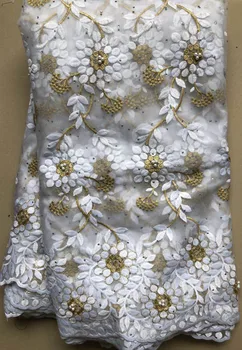 

white 2020 Latest French Nigerian Lace Fabrics High Quality Tulle African Lace Fabric FLL4865 Wedding Stones French Tulle Lace