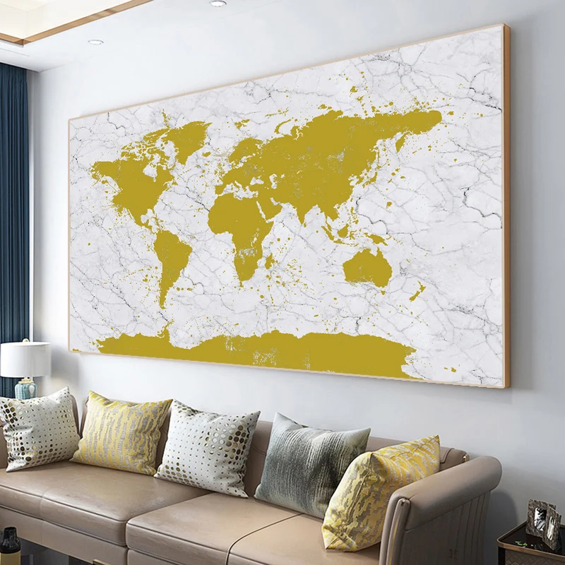 

Large Size World Map Poster Print Colorful Wall Art Canvas Painting Wall Picture for Living Room Office Study Home Decor Cuadros