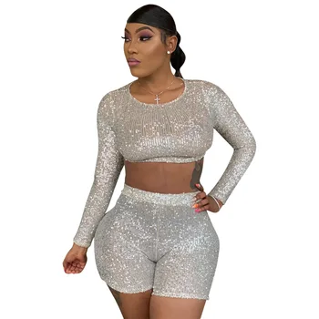 

Autumn Winter Women Two Piece Set Top and Pants Plus Size Tracksuit Sweatsuit Outfit Sequin Sexy Sets Clubwear