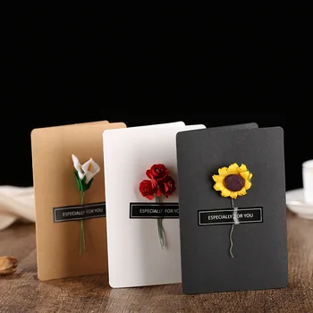 

Dried Flower Invitation Card Creative Handmade DIY Mothers Day Card Valentine 520 Message Card Birthday Card