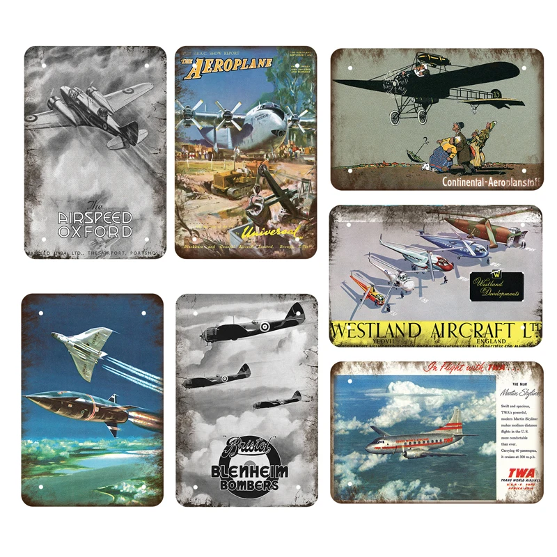 Airplane Metal Signs Wall Poster Print Vintage Plaque Retro Aircraft/Plain House Cafe Snack Shop Bar Burge Pub Home Decor | Дом и сад