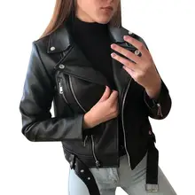 Winter Women Jacket Solid Color Faux Leather Windproof Loose Lady Short Coat for Motorcycle Riding