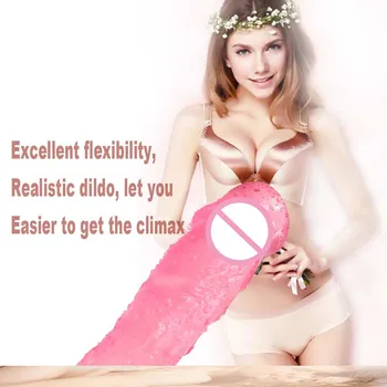 20.5cm Crystal Penis Huge Cock Adult Sex Toys Simulate Realistic Transparent Soft Dildo With Suction Cup Pink For Women And Wife 5