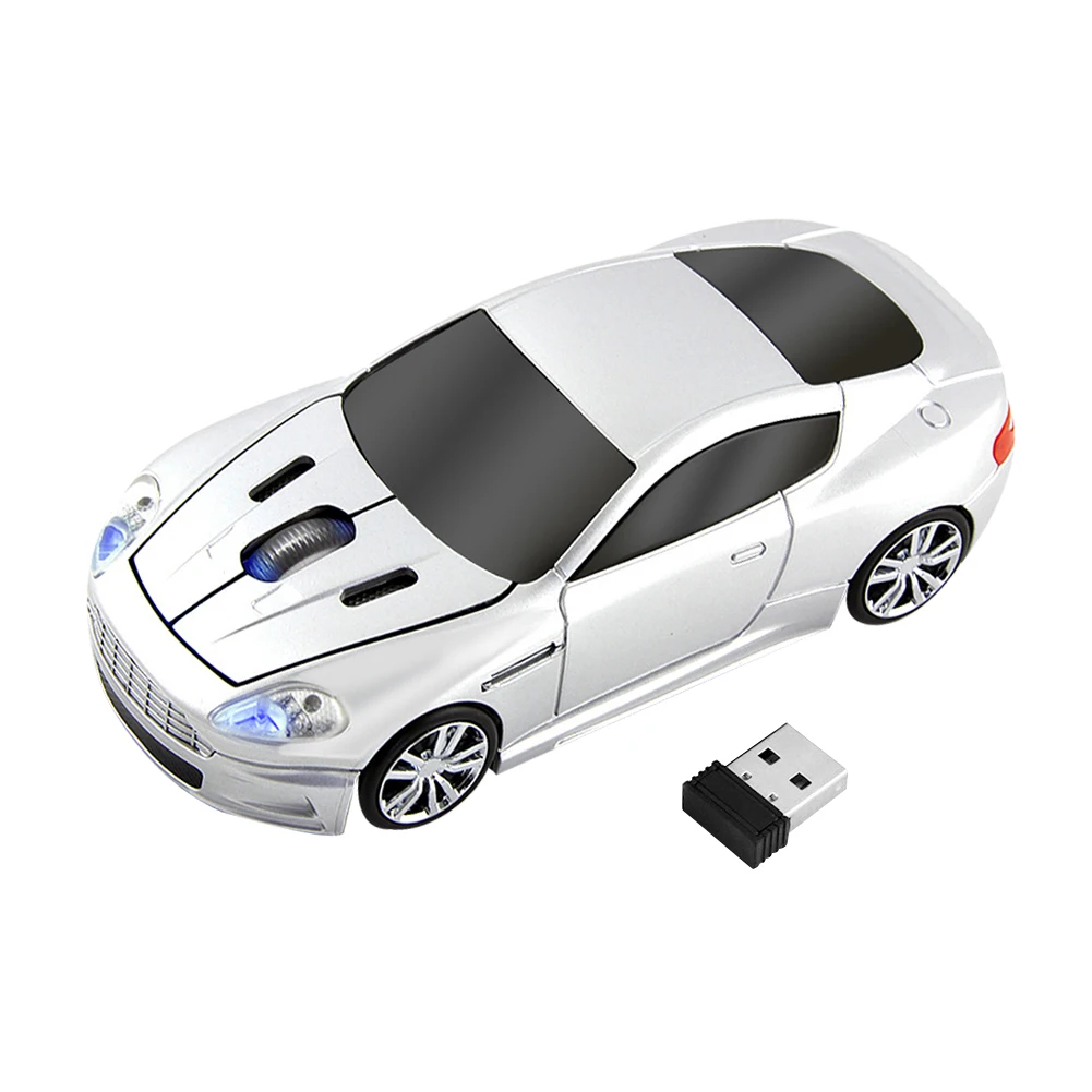2,4G Портативная Подарочная компьютерная беспроводная мышь с питанием от аккумулятора для дома, ноутбука, ПК, Оптическая USB, в форме автомобиля, для офиса, высокая точность, эргономичный - Цвет: Серебристый