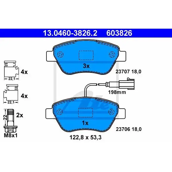 Колодки дисковые п.\ Fiat Grande Punto/500/Doblo 1.2-1.6i/1.3-1
