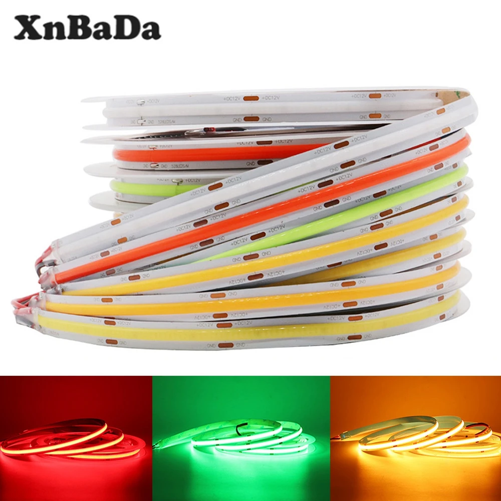 

FCOB LED Strip Light High Density Flexible FOB COB 528LEDs/m Lights Tape Cool/Nature/Warm White Linear Dimmable DC12V/24V