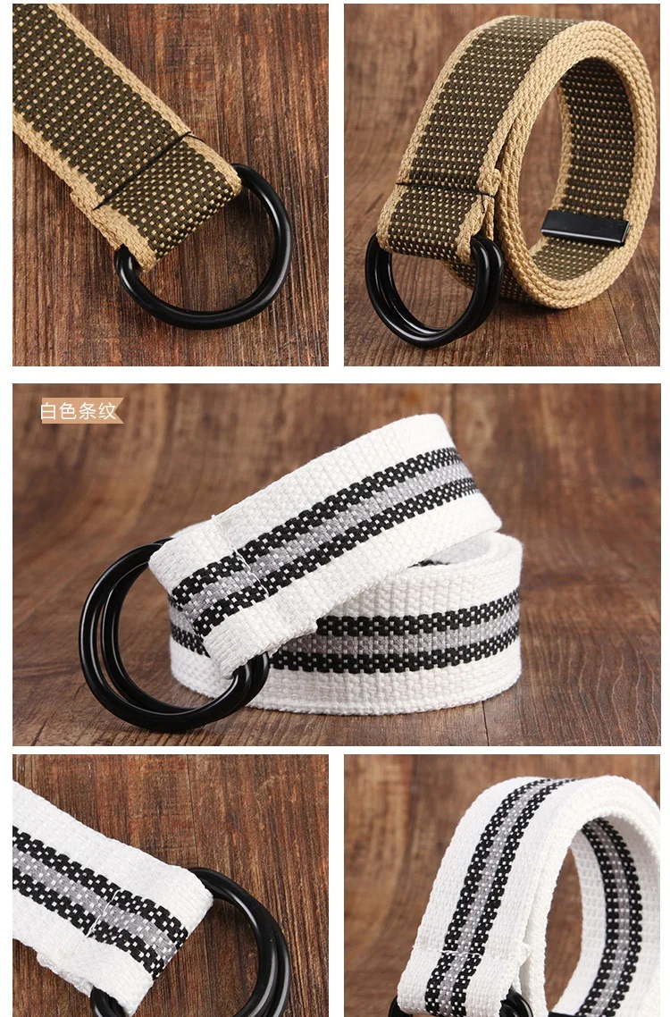 17colors vitality Canvas belt for men/women Alloy Double ring buckle Non-porous Design Korean simplicity waist belt for jean ranger belt