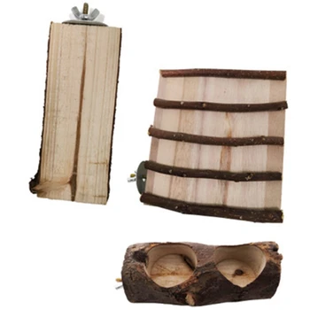 

Wooden Hamster Feeding Bowl Climbing Ladder Toys Basin Stand Perch Small Pet Platform Rat Chewing Exercise Playing Toy